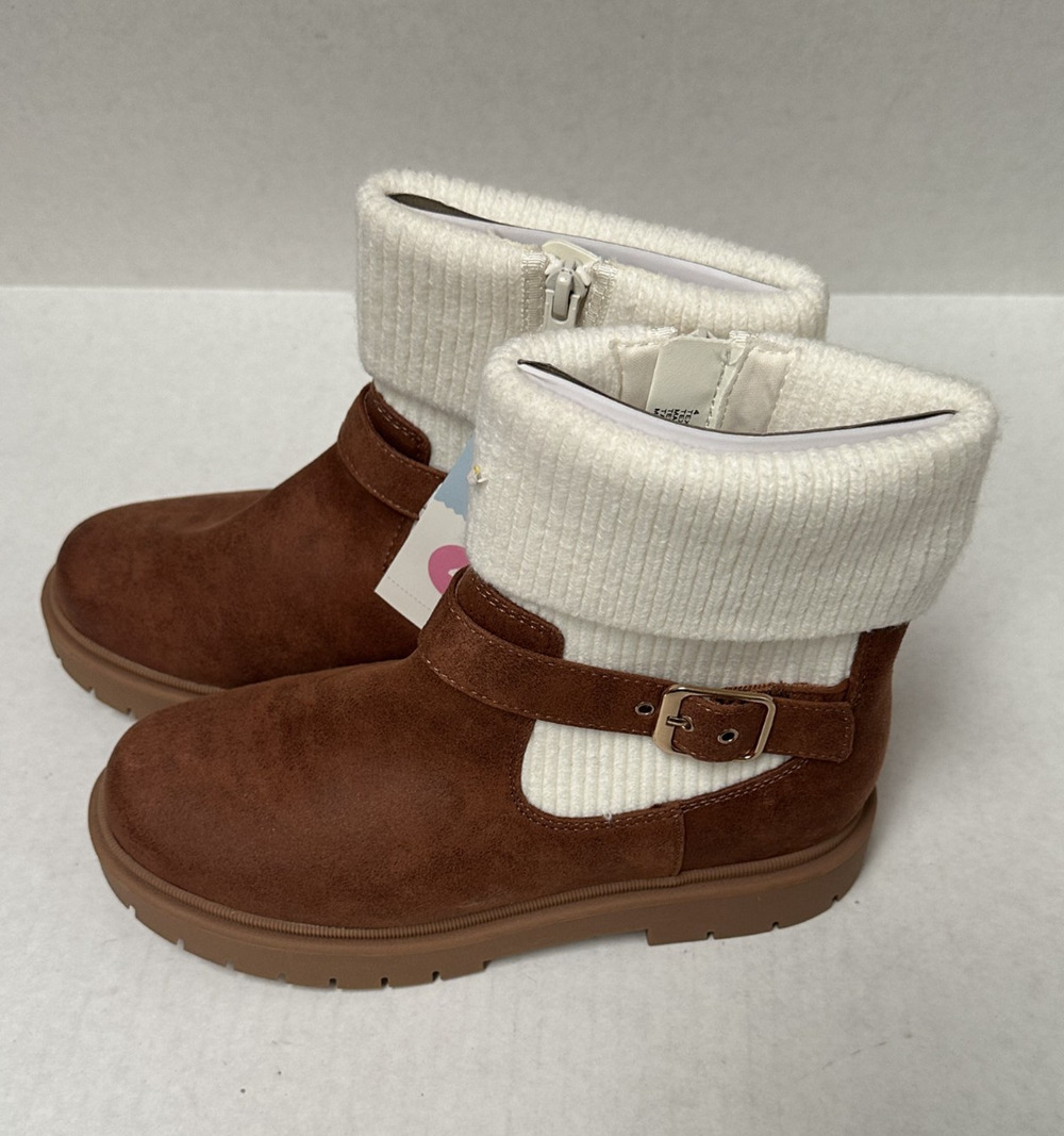 Cat & Jack Girls' Shoes Lug Sole Boots Cognac Size 4